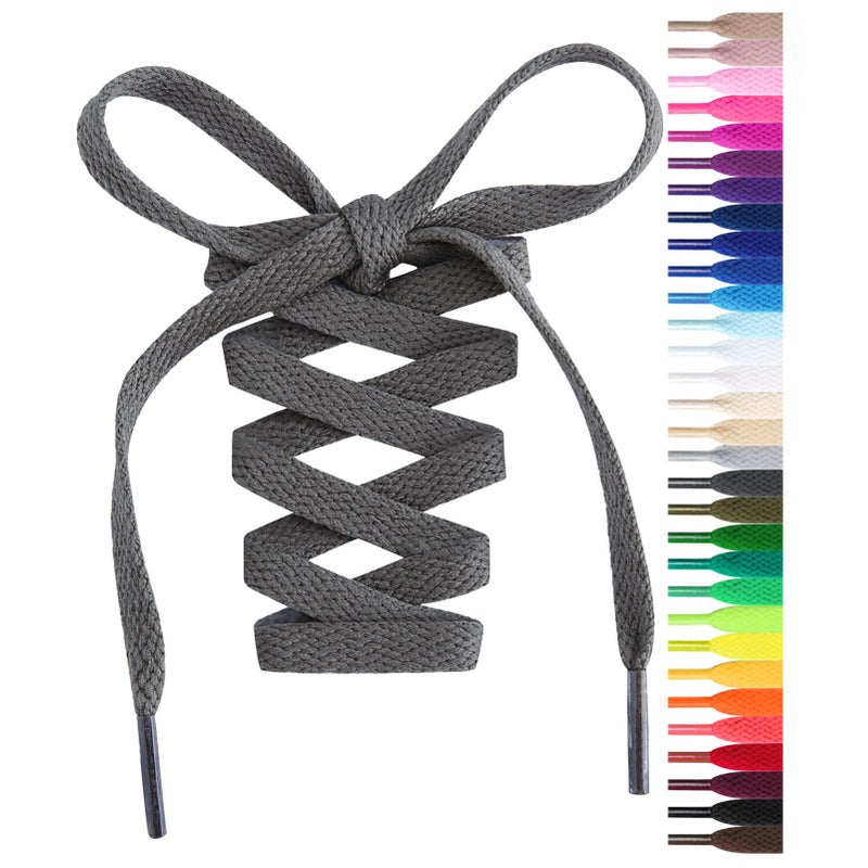 Handshop Flat Shoelaces 5/16" - Shoe Laces Replacements For Sneakers and Athletic Shoes Boots Deep Gray 91cm - Image 1